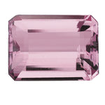Rectangular pink gemstone on a white background