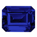 Rectangular blue gemstone on a white background