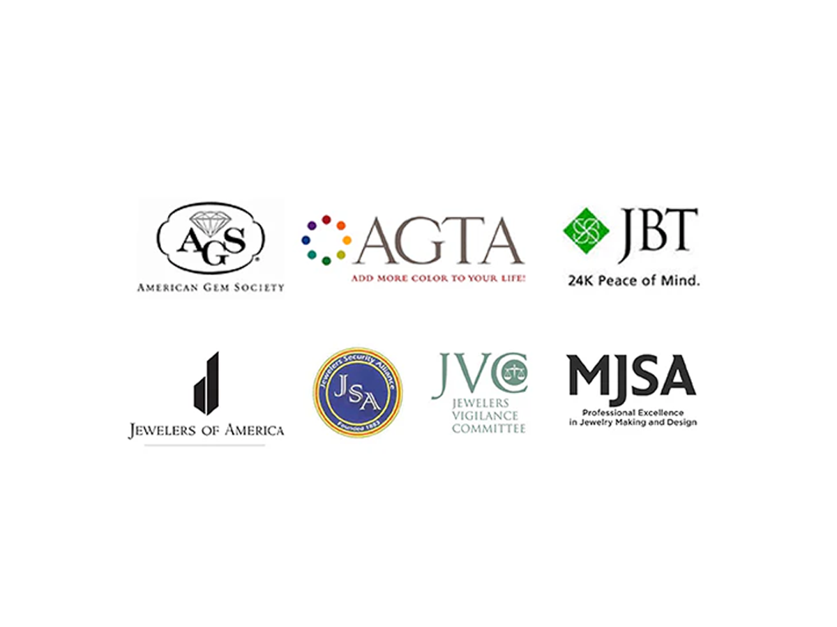 Logos of various jewelry-related organizations on a white background