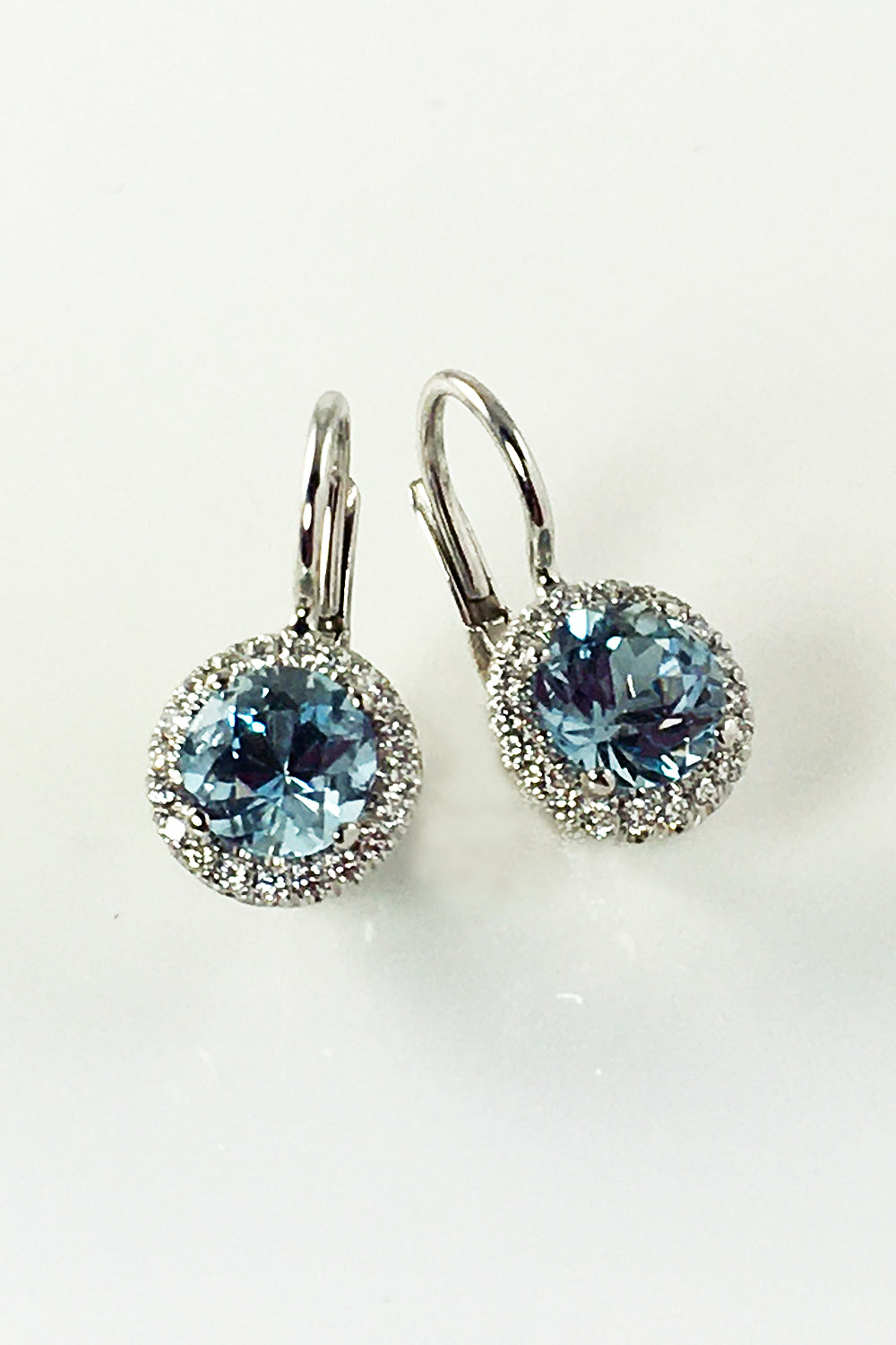 Aquamarine Halo Earrings