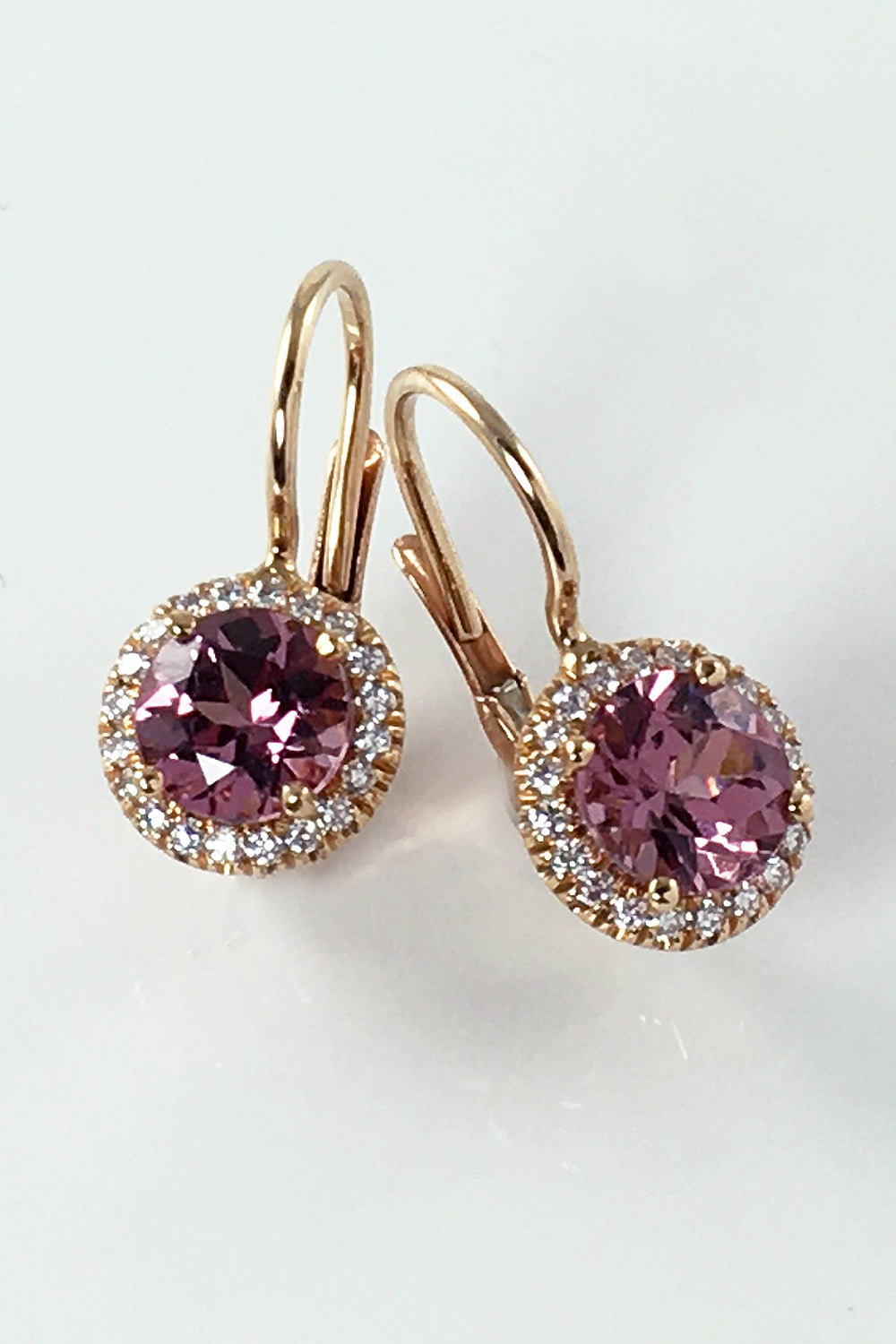 Rhodolite Halo Earrings