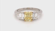 Video of rotating ring  yellow and diamonds on white background