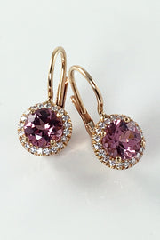 Rhodolite Halo Earrings