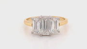 Video of rotating ring with diamonds on white background